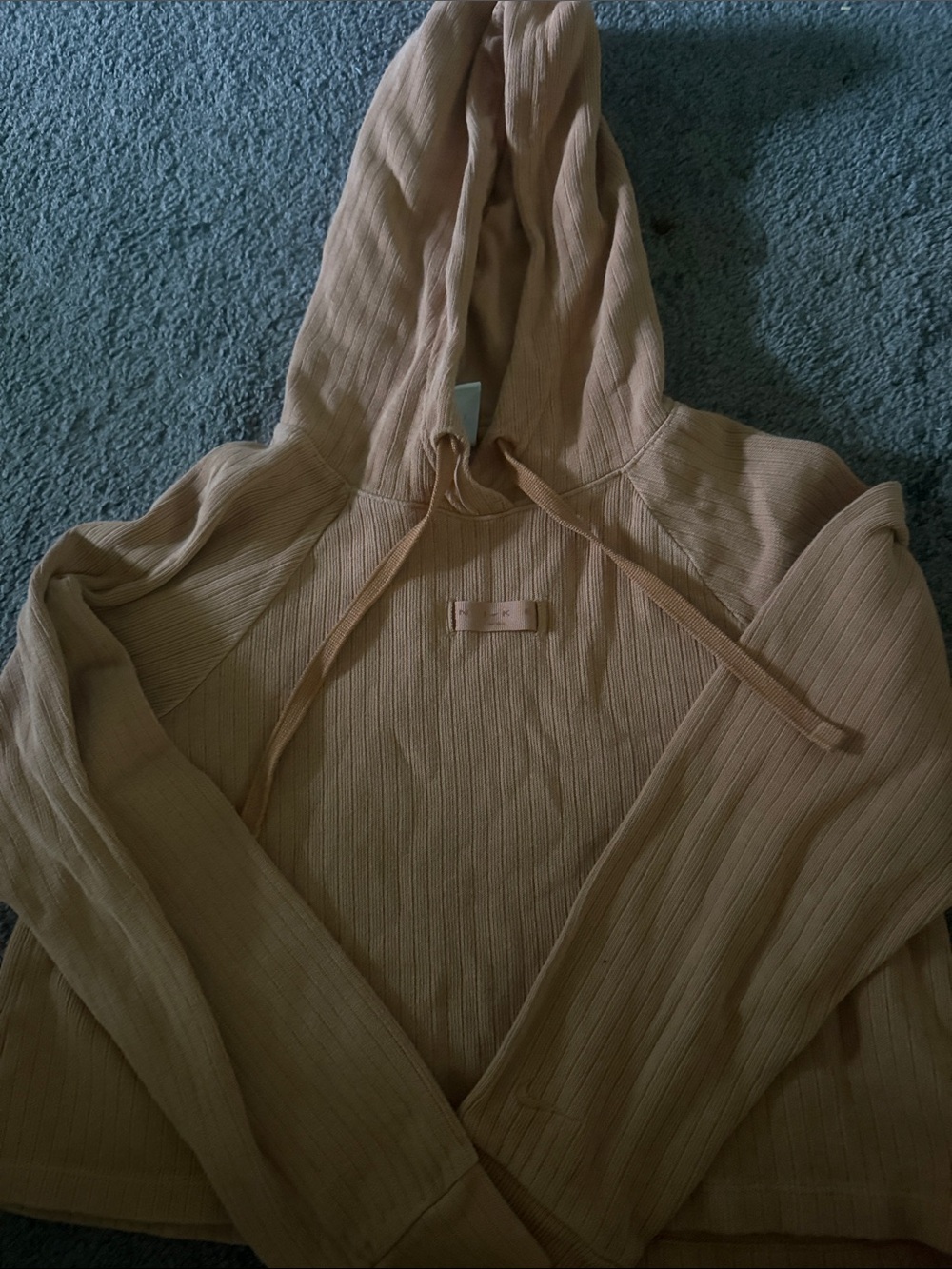 Nike Women's Ribbed Hoodie Sweater in Light Beige